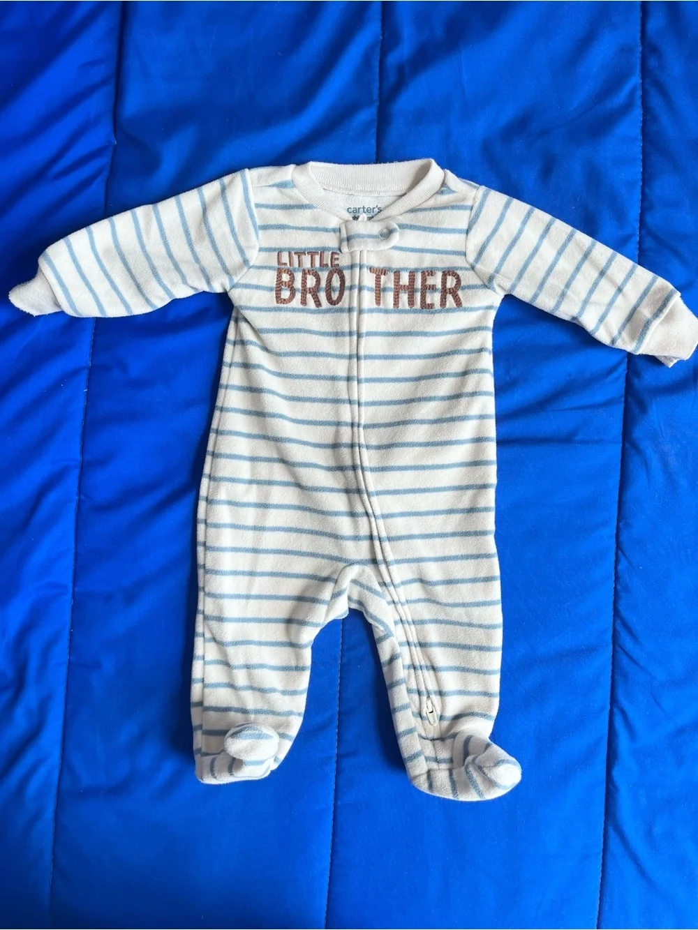 CARTER’S Baby Little Brother Fleece Footed Pajamas (2) 0-3 Months
